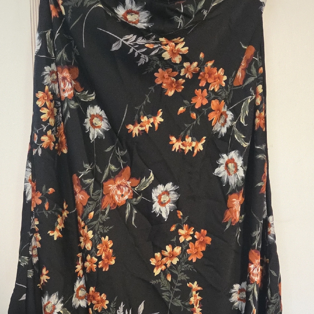 Jasmine Black and Orange Floral Scarf